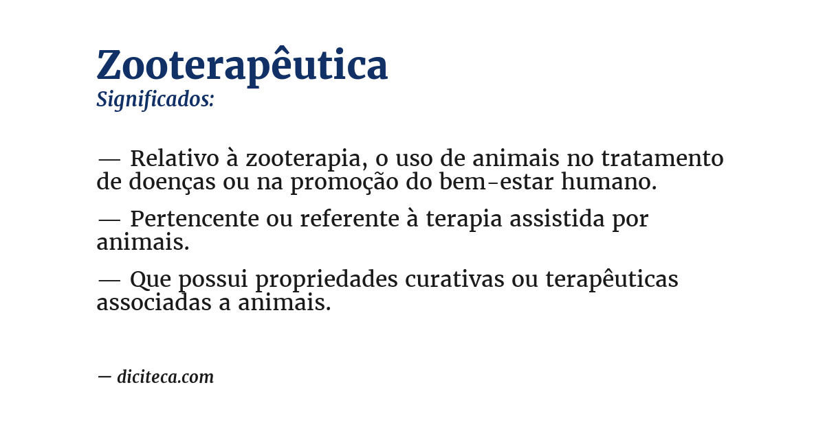 Significado de zooterapêutica