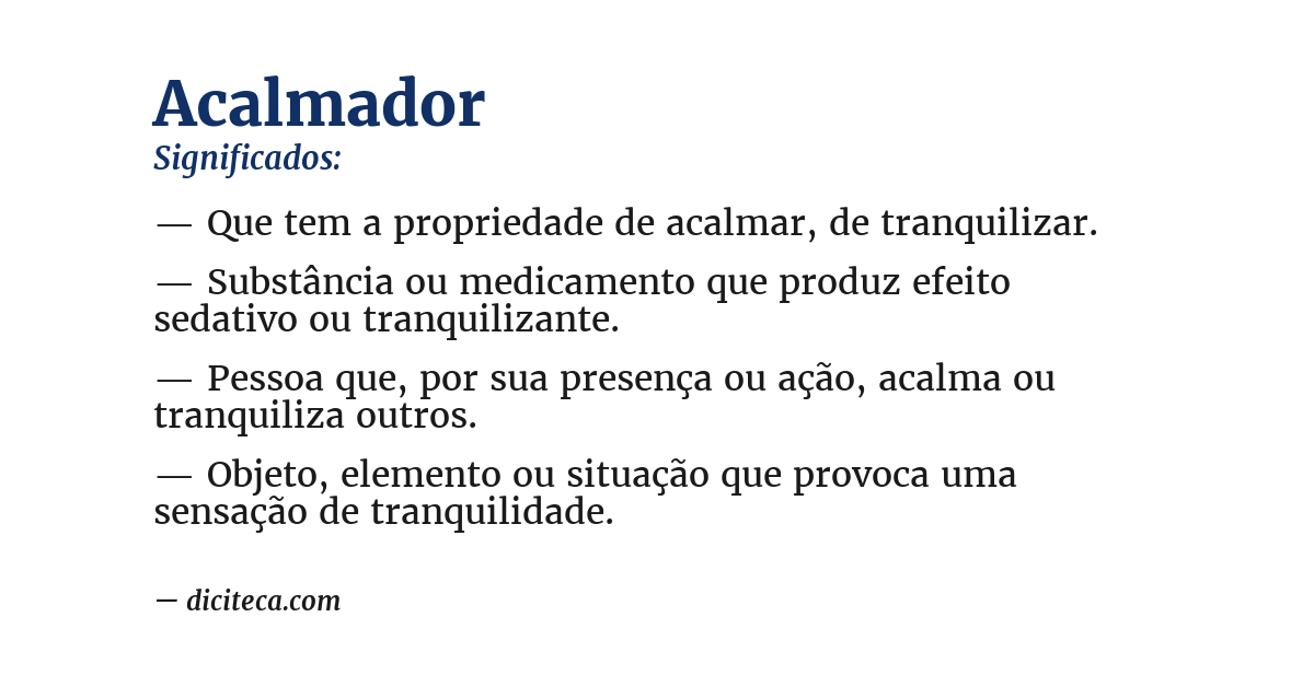 Significado de acalmador