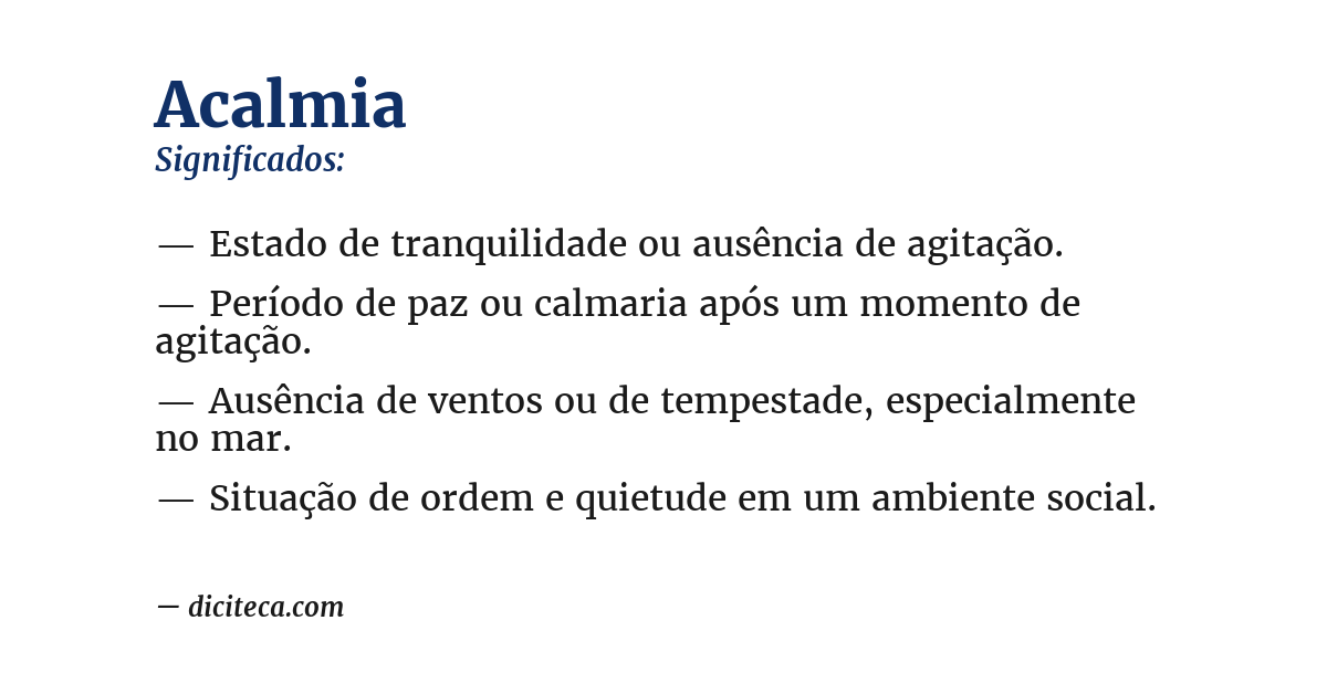 Significado de acalmia