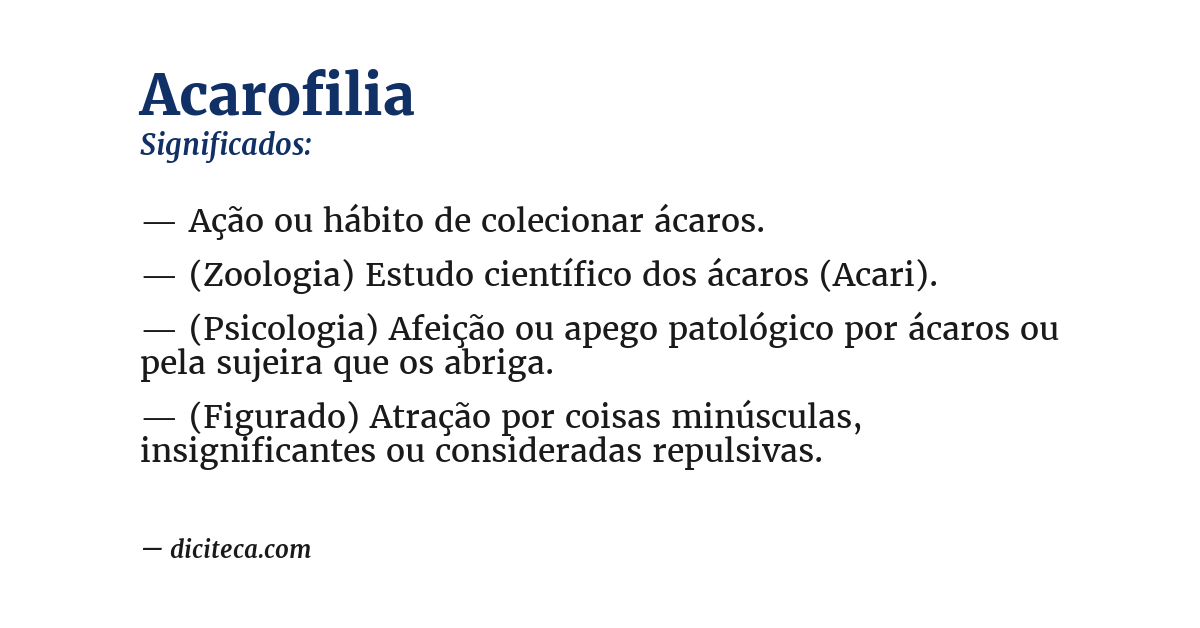 Significado de acarofilia