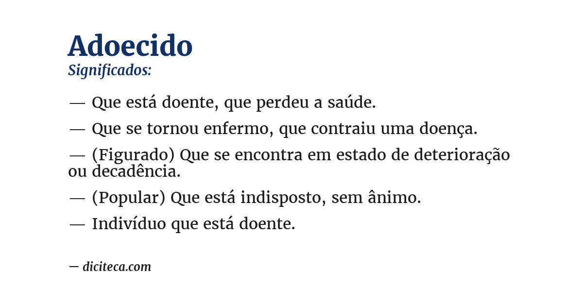 Significado de adoecido