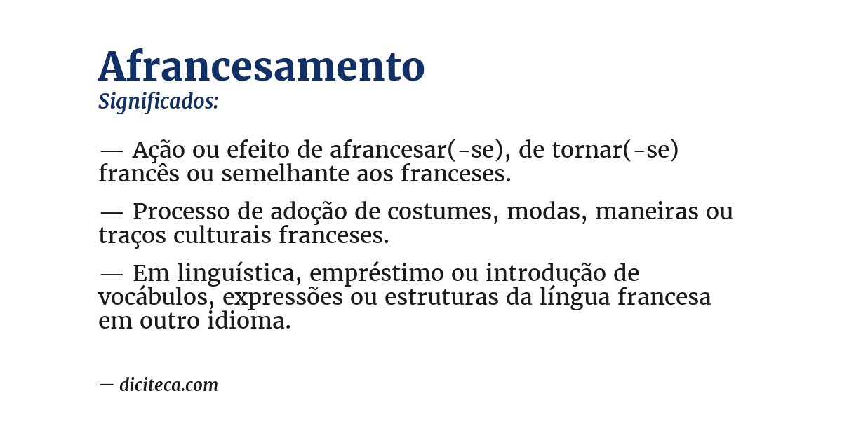 Significado de afrancesamento