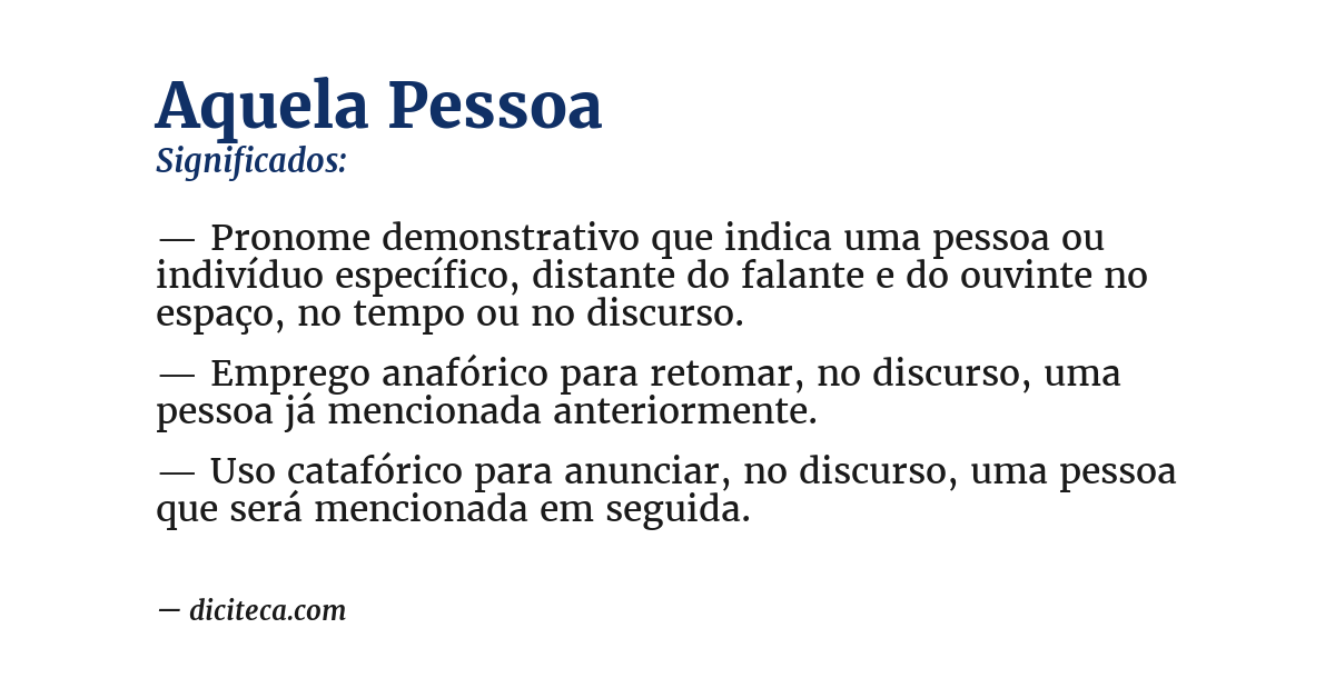 Significado de aquela pessoa