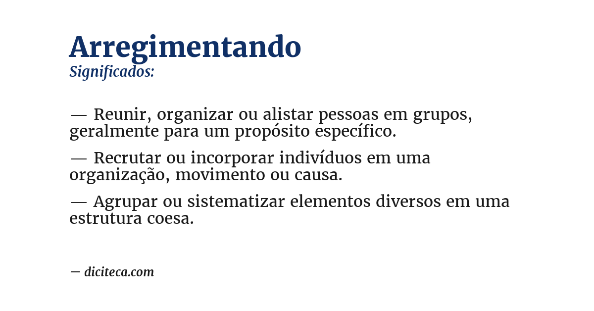 Significado de arregimentando