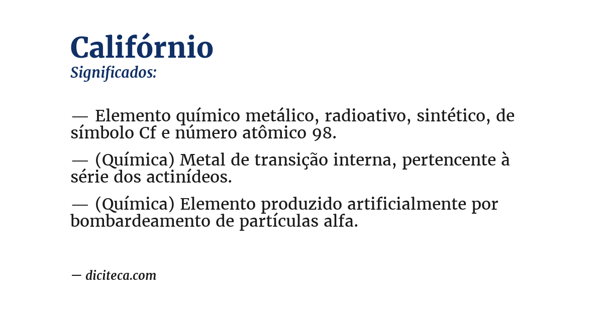 Significado de califórnio