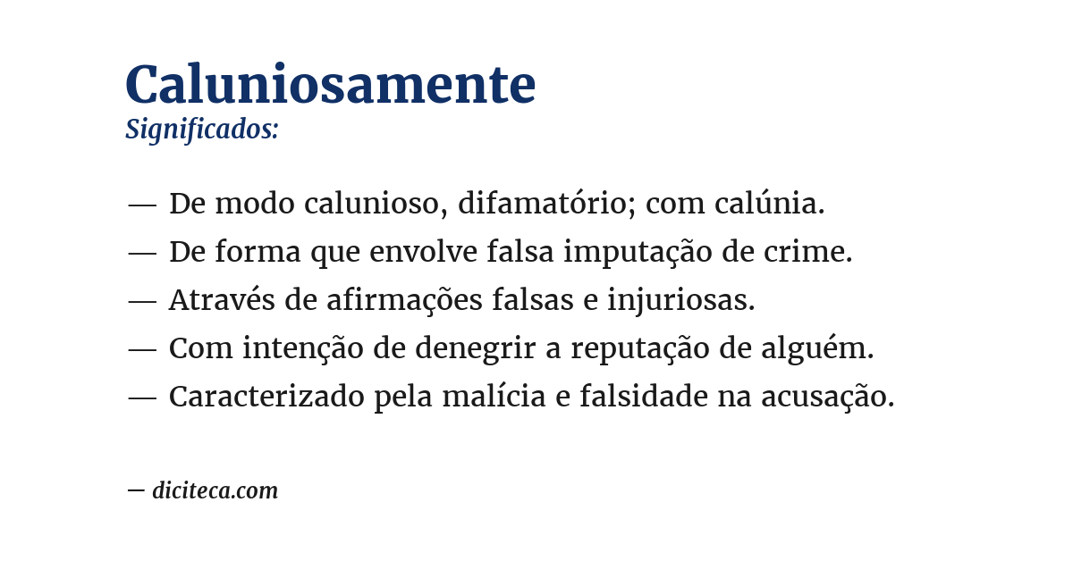 Significado de caluniosamente