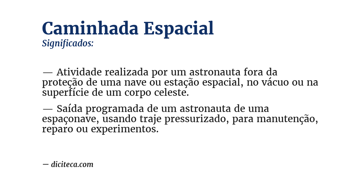 Significado de caminhada espacial