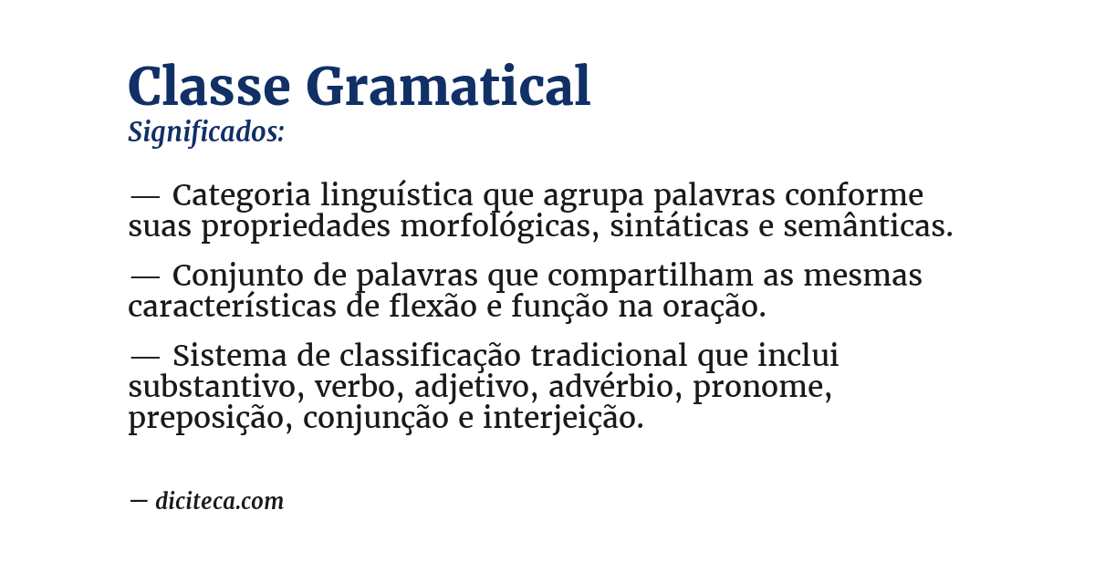 Significado de classe gramatical