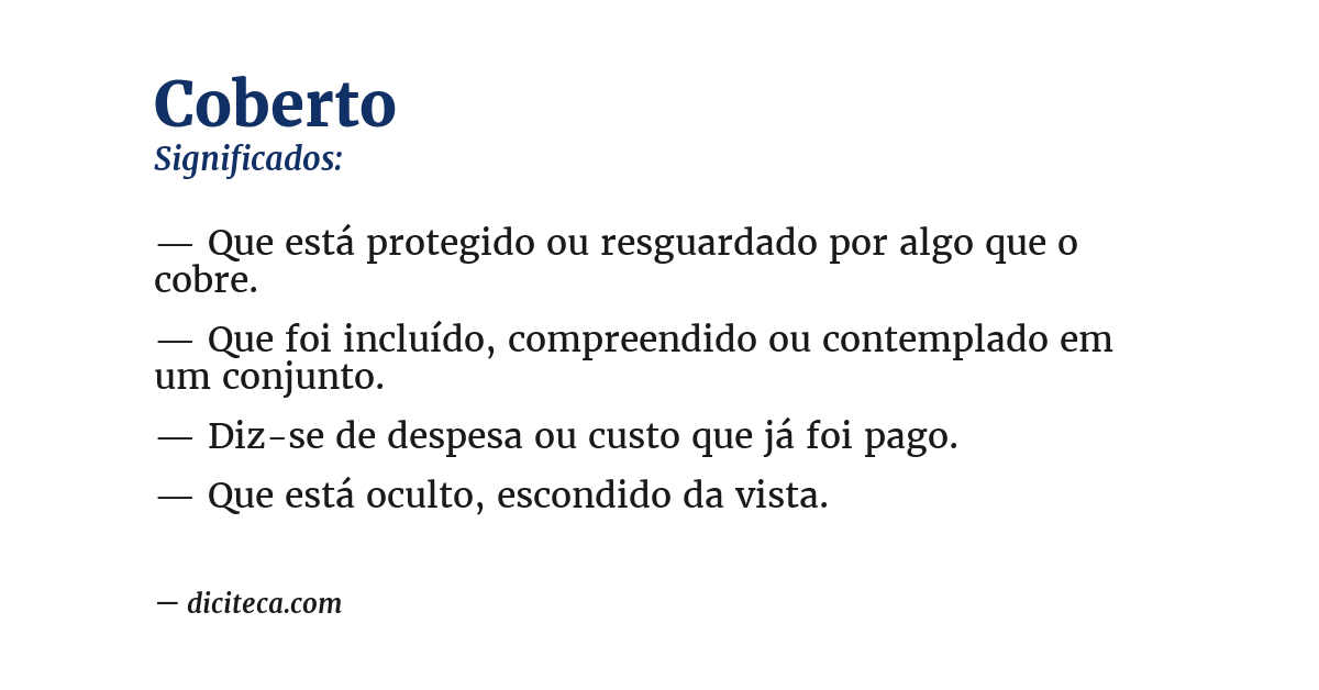 Significado de coberto