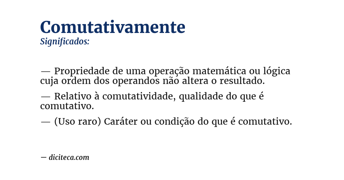 Significado de comutativamente