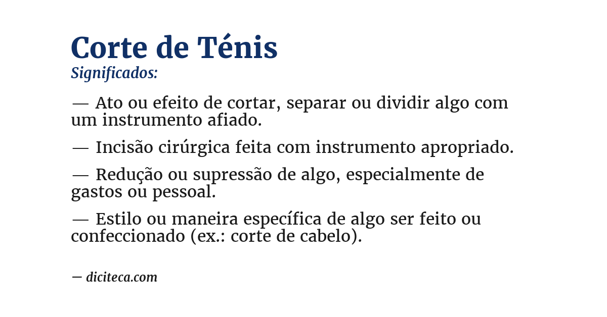 Significado de corte de ténis