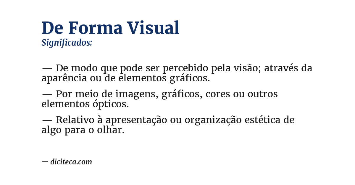 Significado de de forma visual