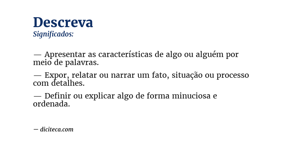 Significado de descreva