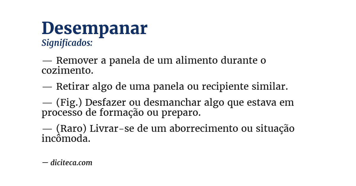 Significado de desempanar