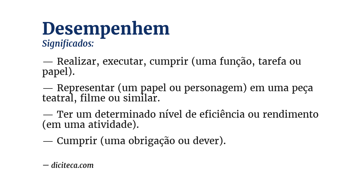 Significado de desempenhem