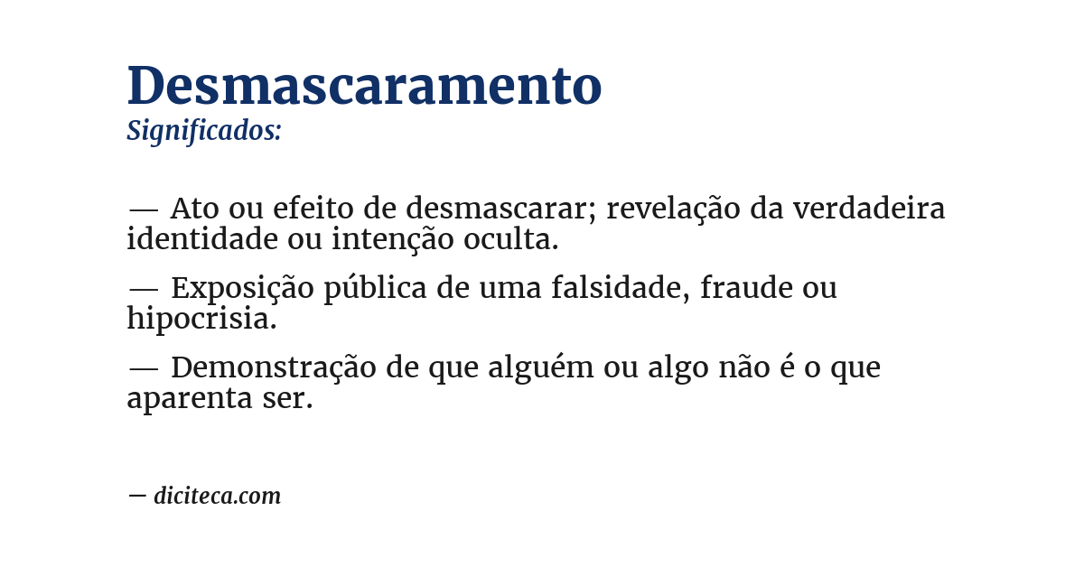 Significado de desmascaramento