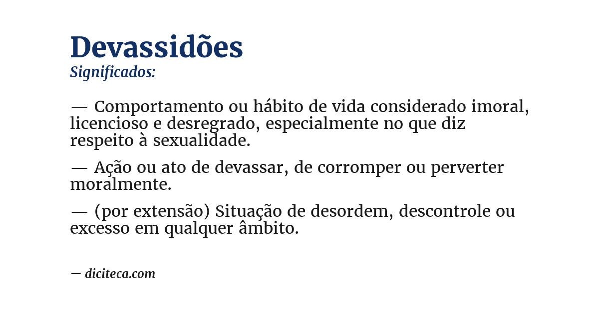 Significado de devassidões