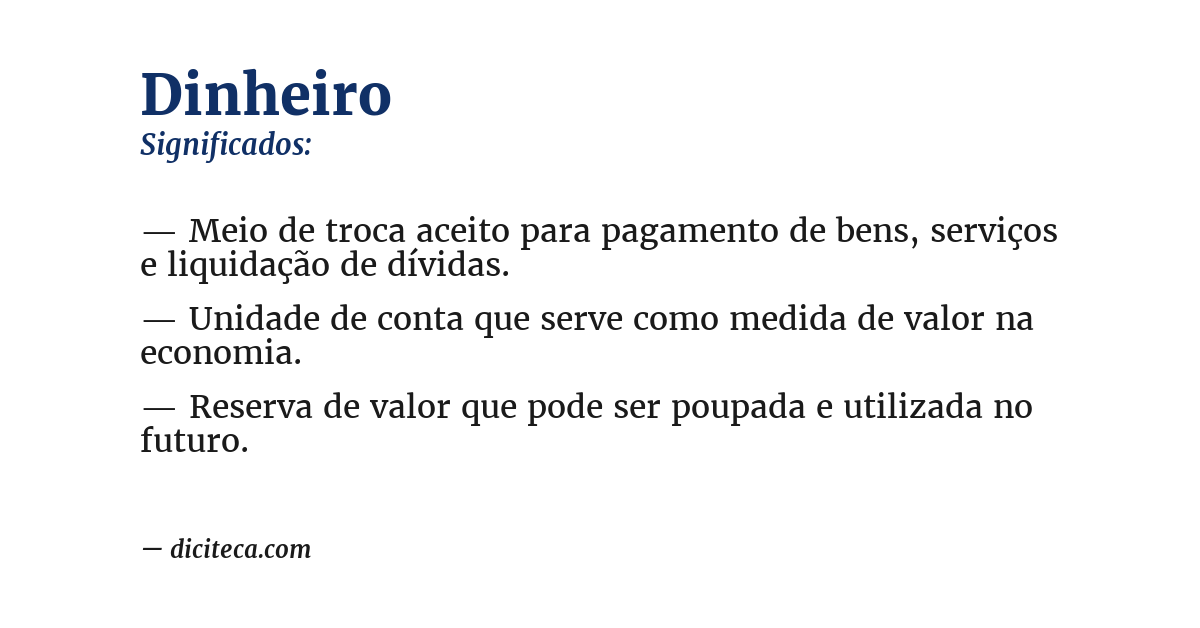 Significado de dinheiro