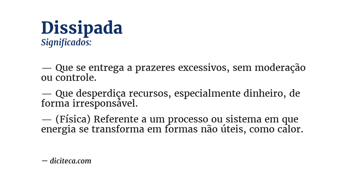 Significado de dissipada