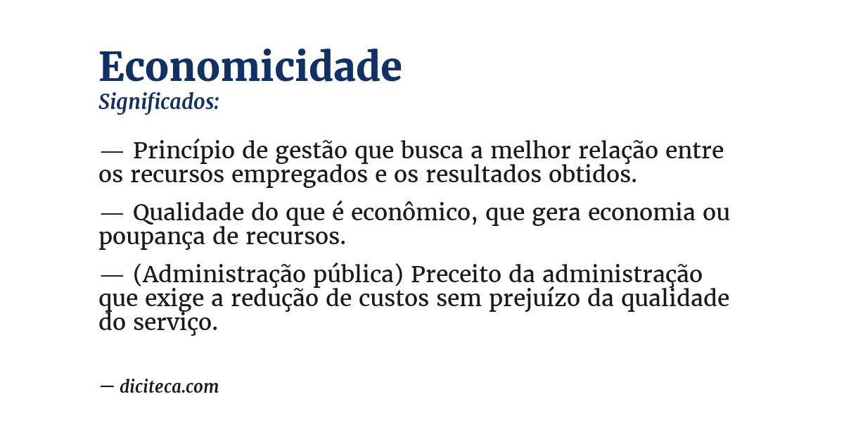 Significado de economicidade