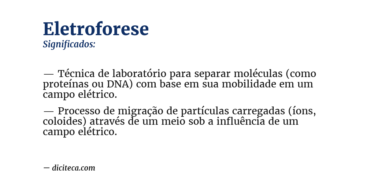 Significado de eletroforese