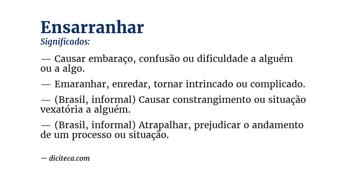 Significado de ensarranhar