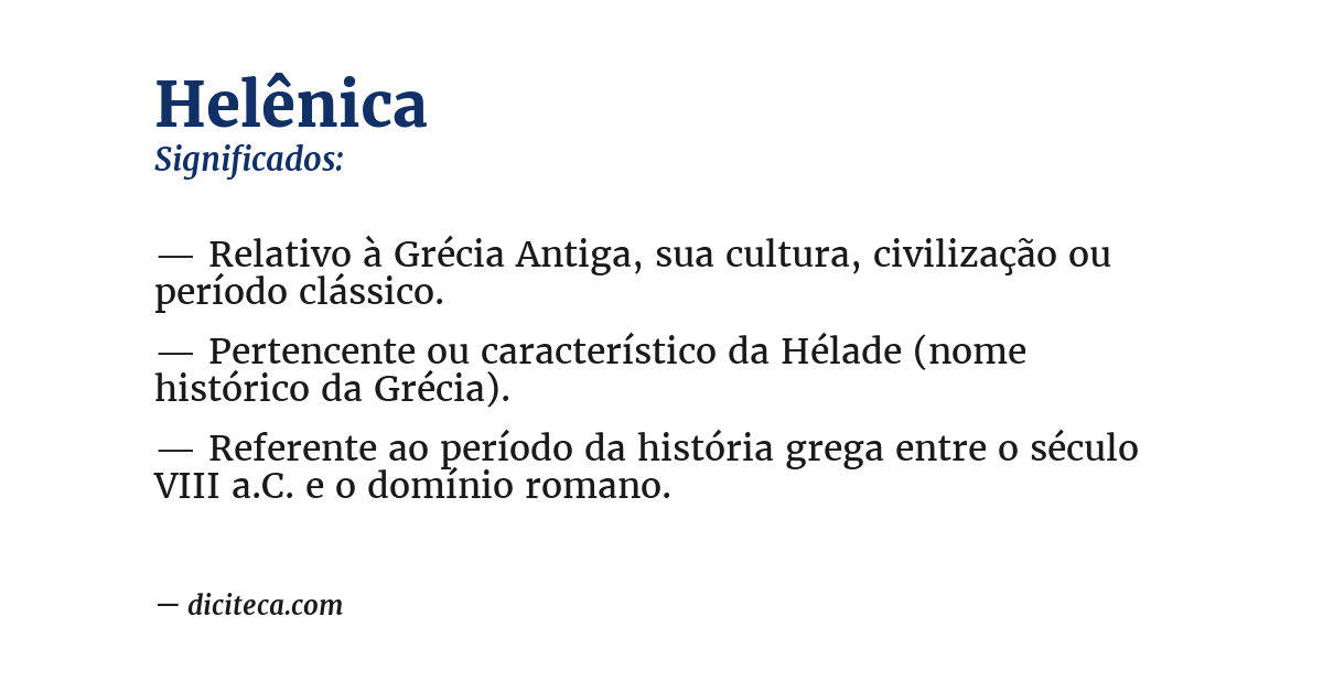 Significado de helênica