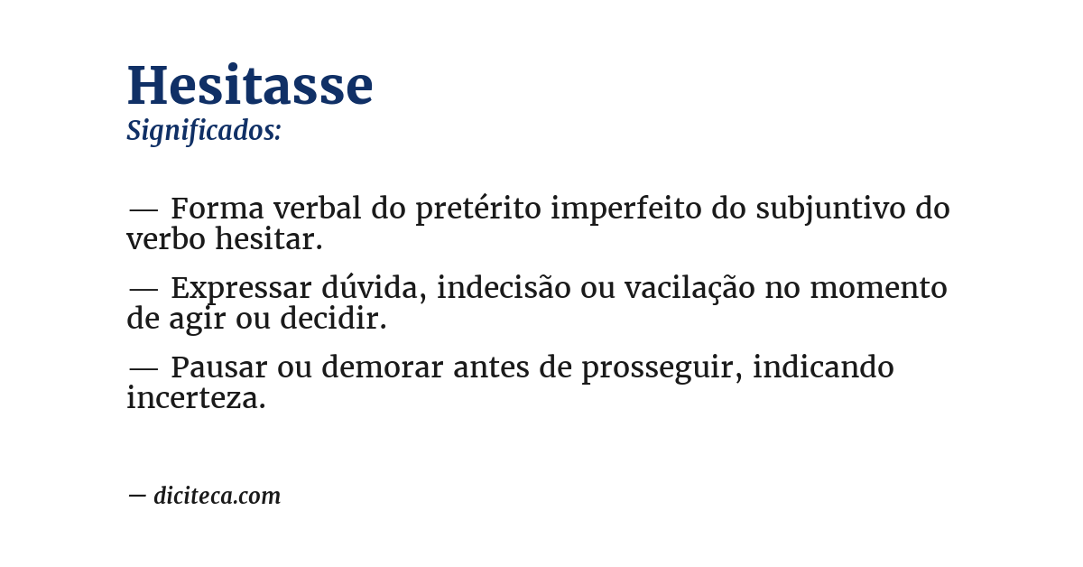 Significado de hesitasse