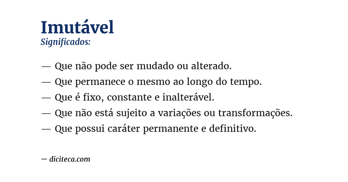 Significado de imutável