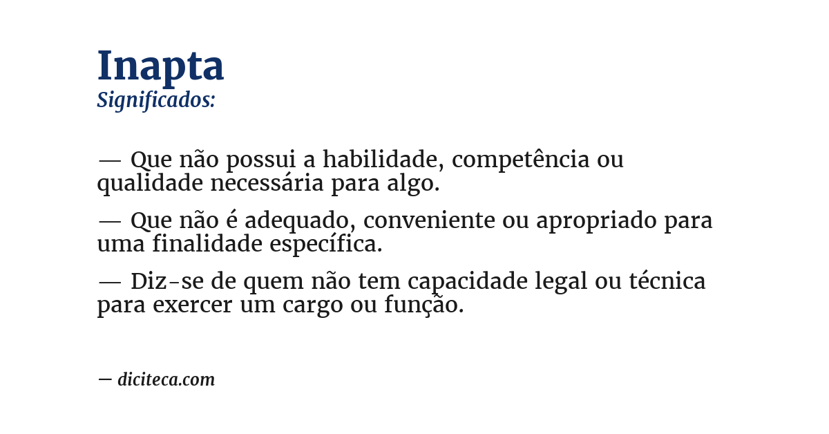 Significado de inapta
