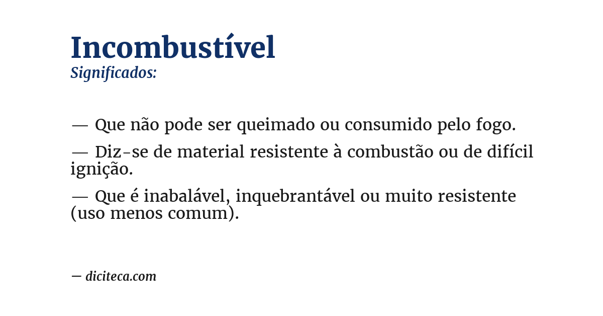Significado de incombustível