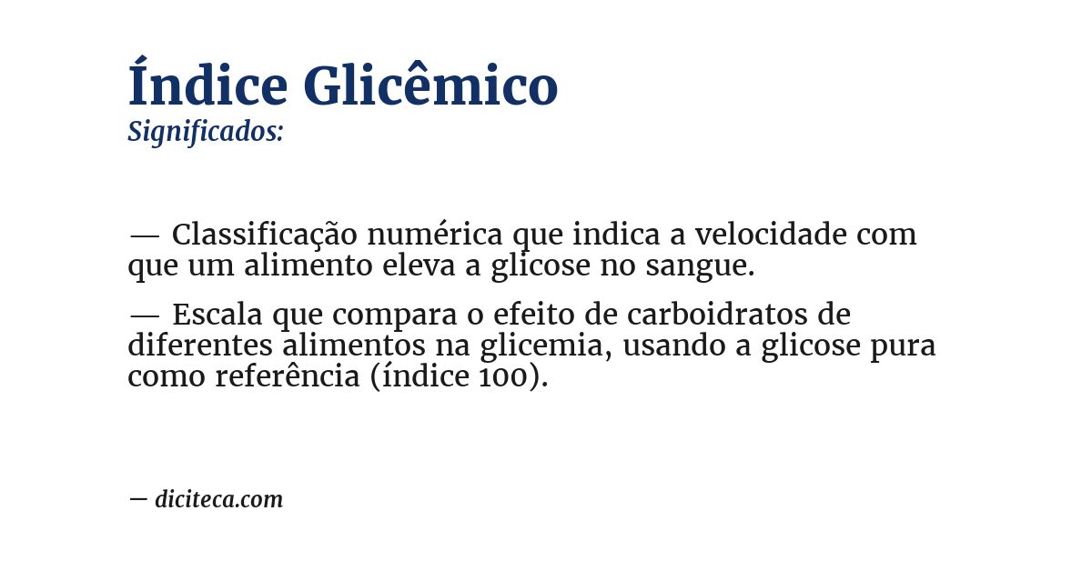 Significado de índice glicêmico