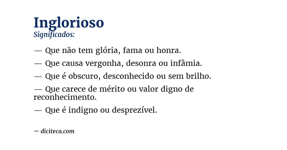 Significado de inglorioso