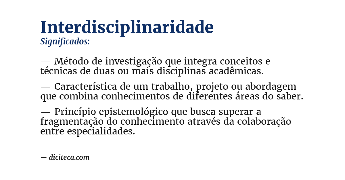 Significado de interdisciplinaridade