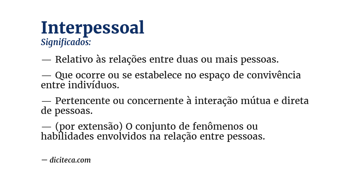 Significado de interpessoal