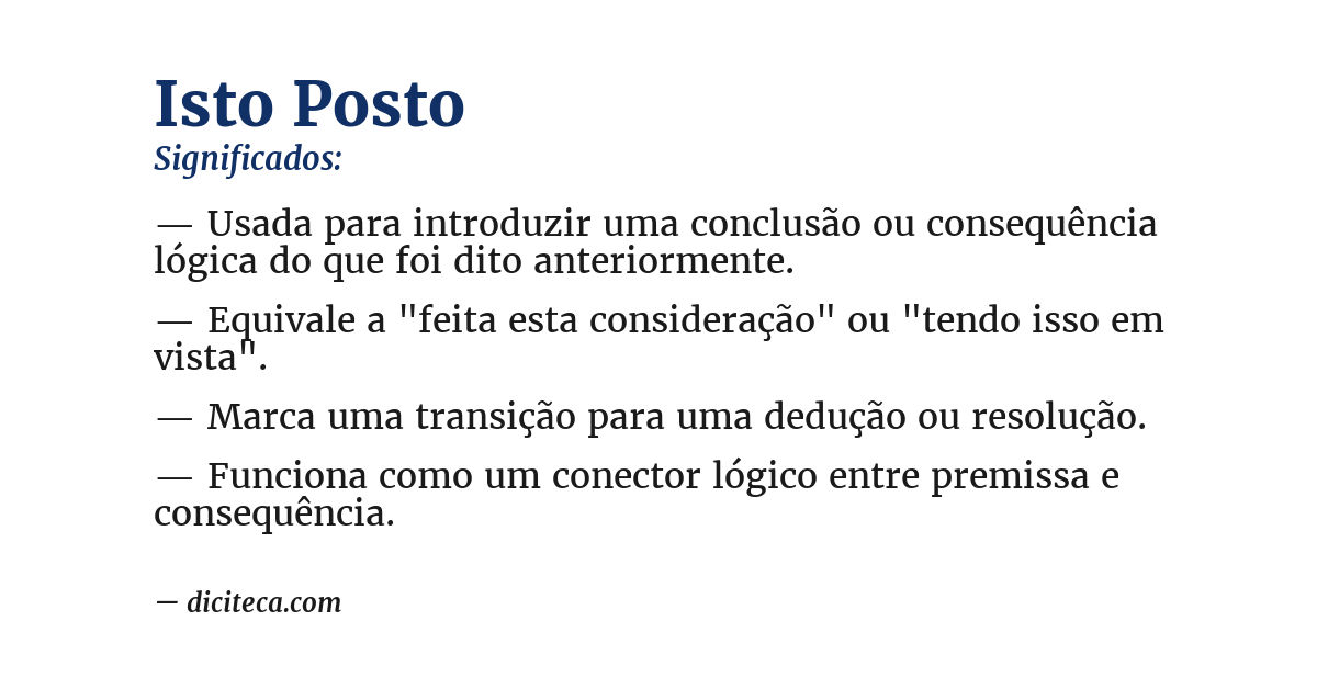 Significado de isto posto