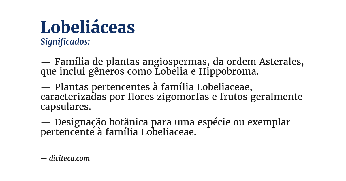 Significado de lobeliáceas