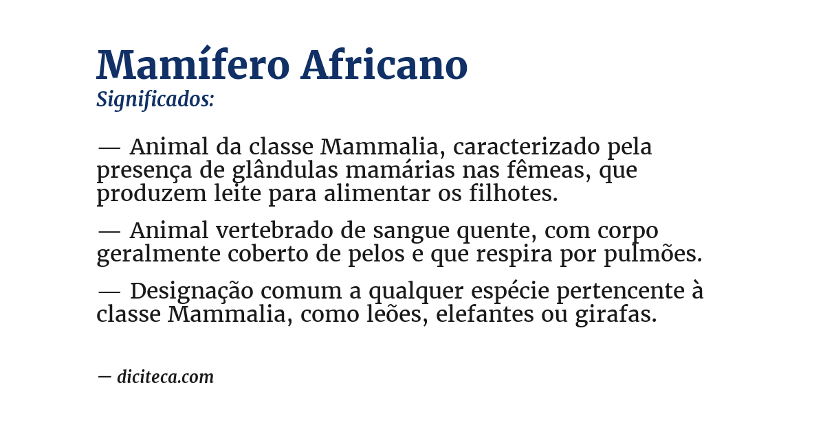 Significado de mamífero africano