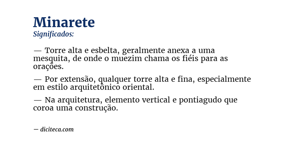 Significado de minarete