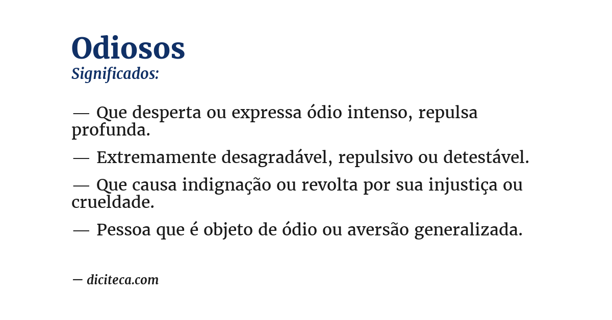 Significado de odiosos