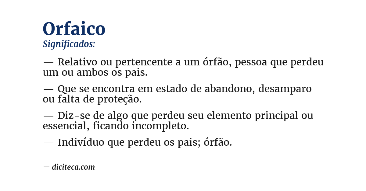 Significado de orfaico