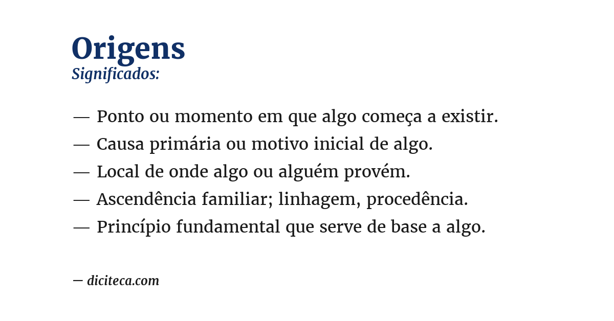 Significado de origens