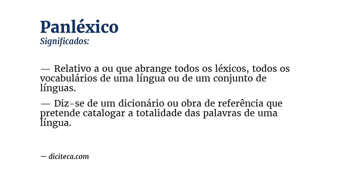Significado de panléxico