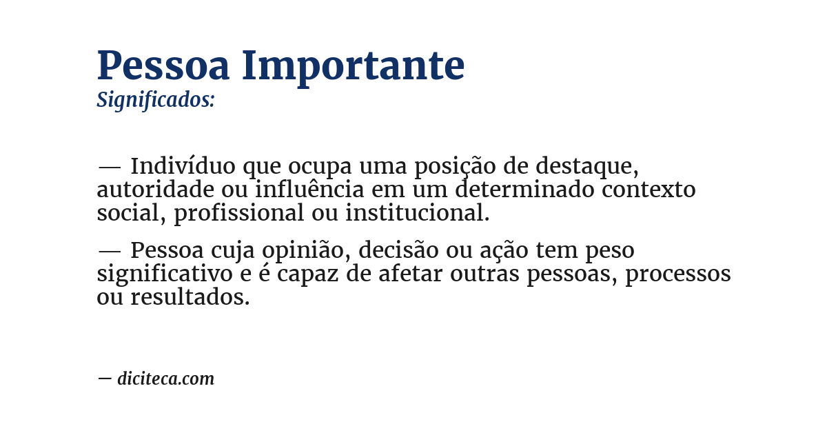 Significado de pessoa importante