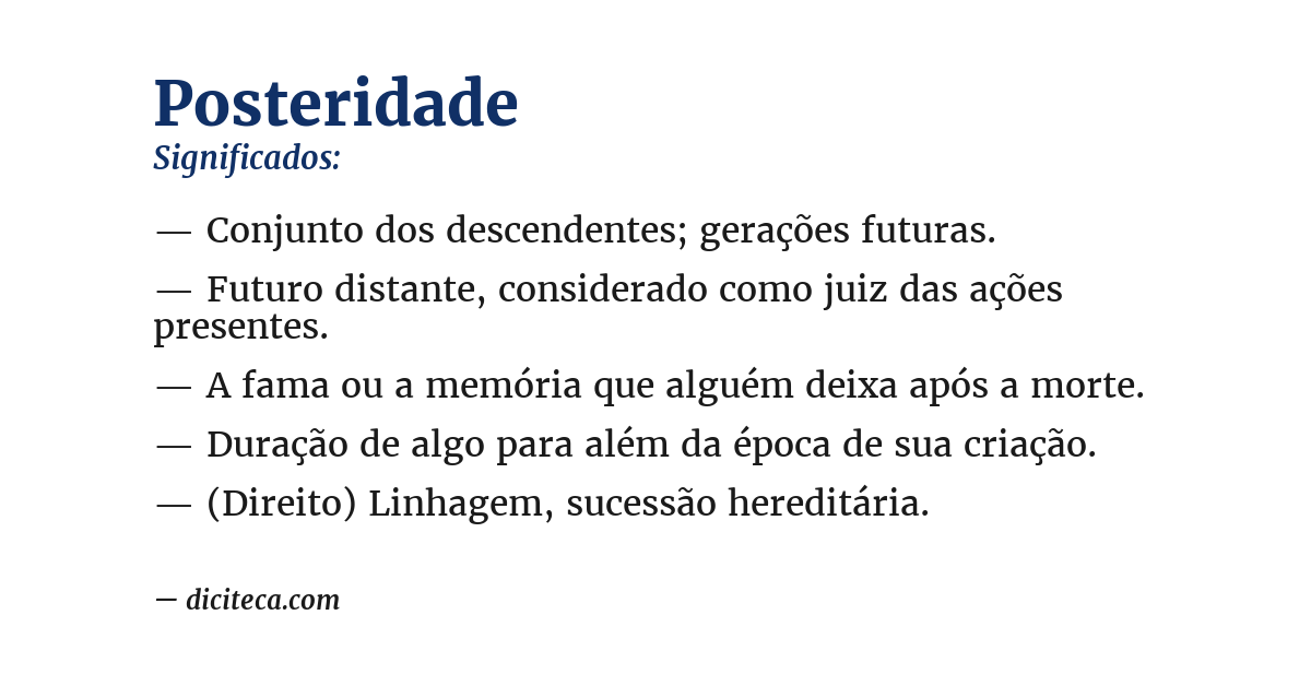 Significado de posteridade