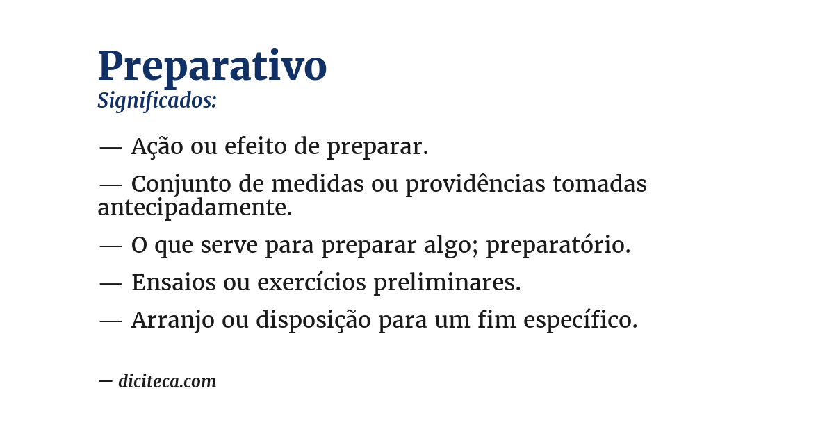 Significado de preparativo