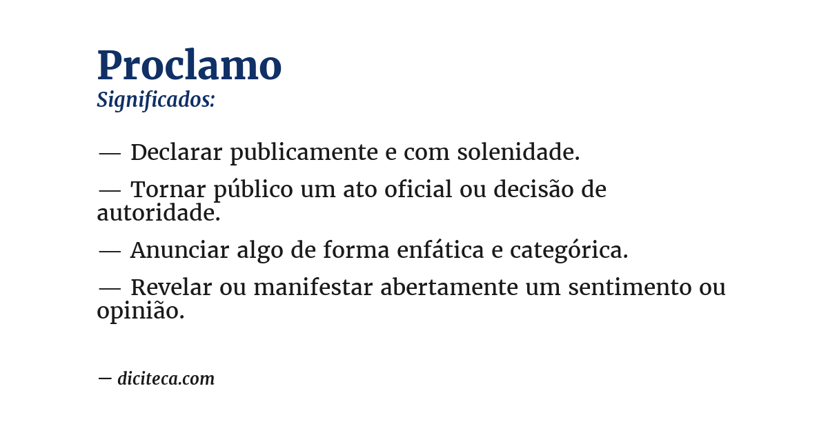 Significado de proclamo