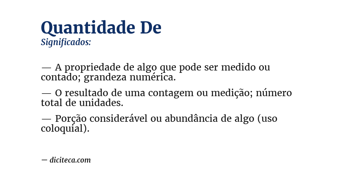 Significado de quantidade de
