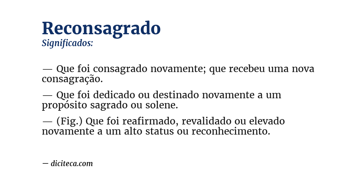 Significado de reconsagrado