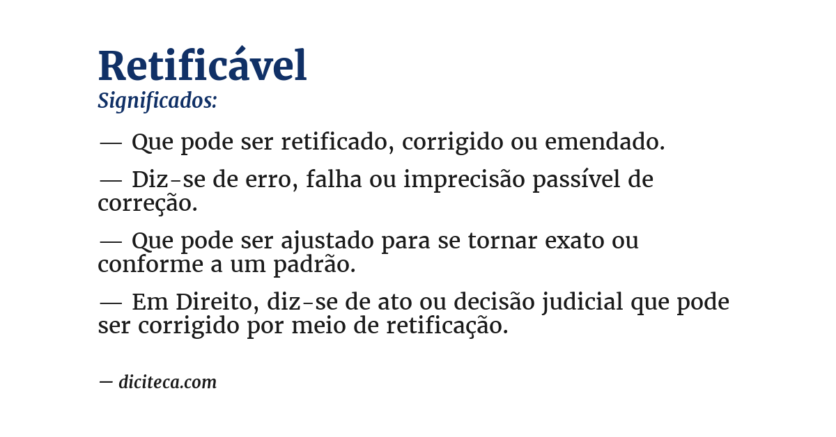 Significado de retificável